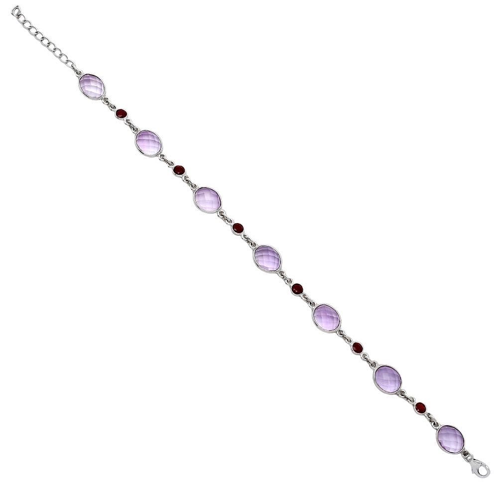 Amethyst Checker - Brazil & Garnet Bracelet B-1006 SDB5313