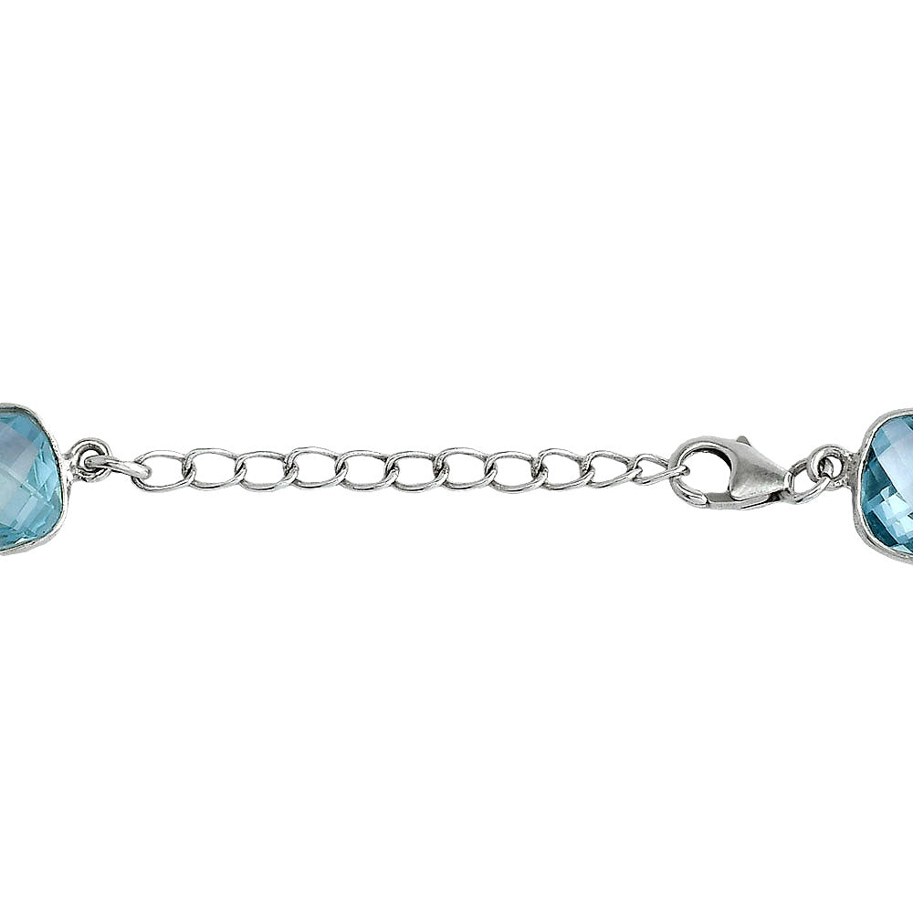 Sky Blue Topaz Checker Briolette & Garnet Bracelet B-1006 SDB5329
