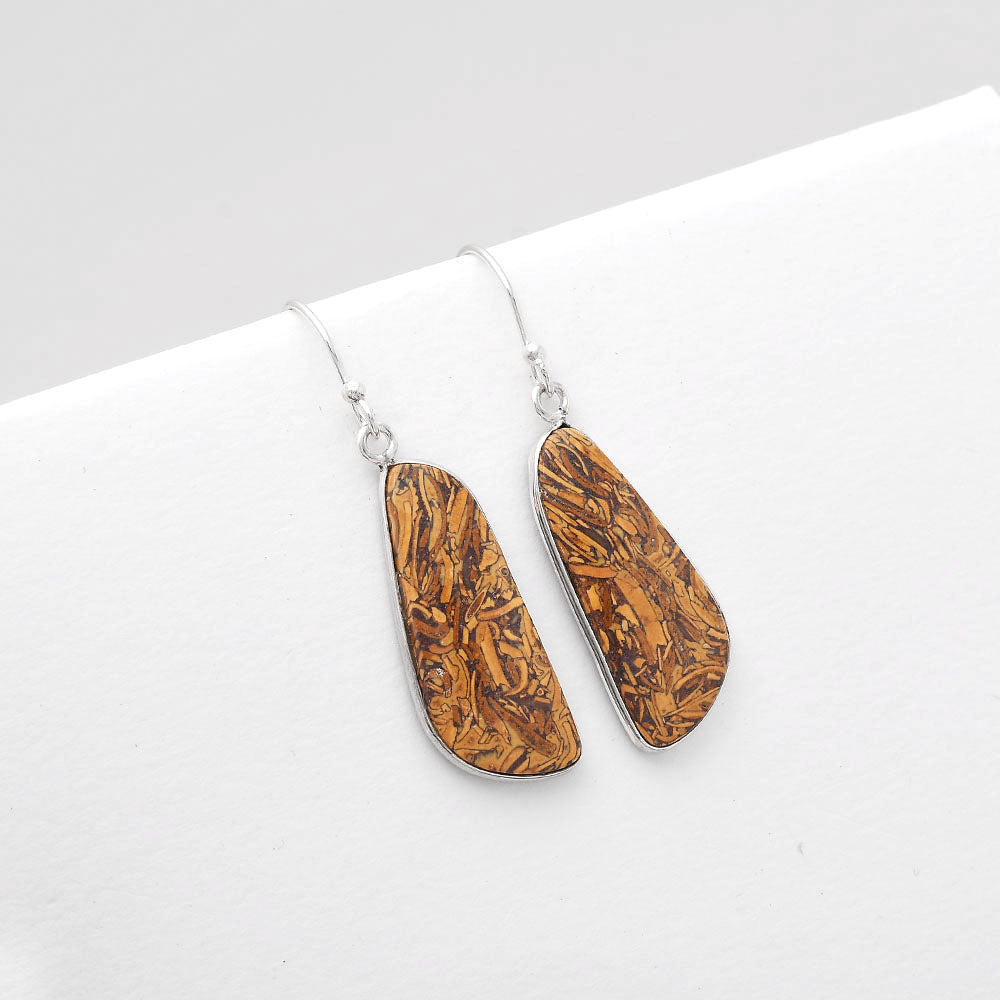 Natural Coquina Fossil Jasper India Earrings E-1001 SDE50860