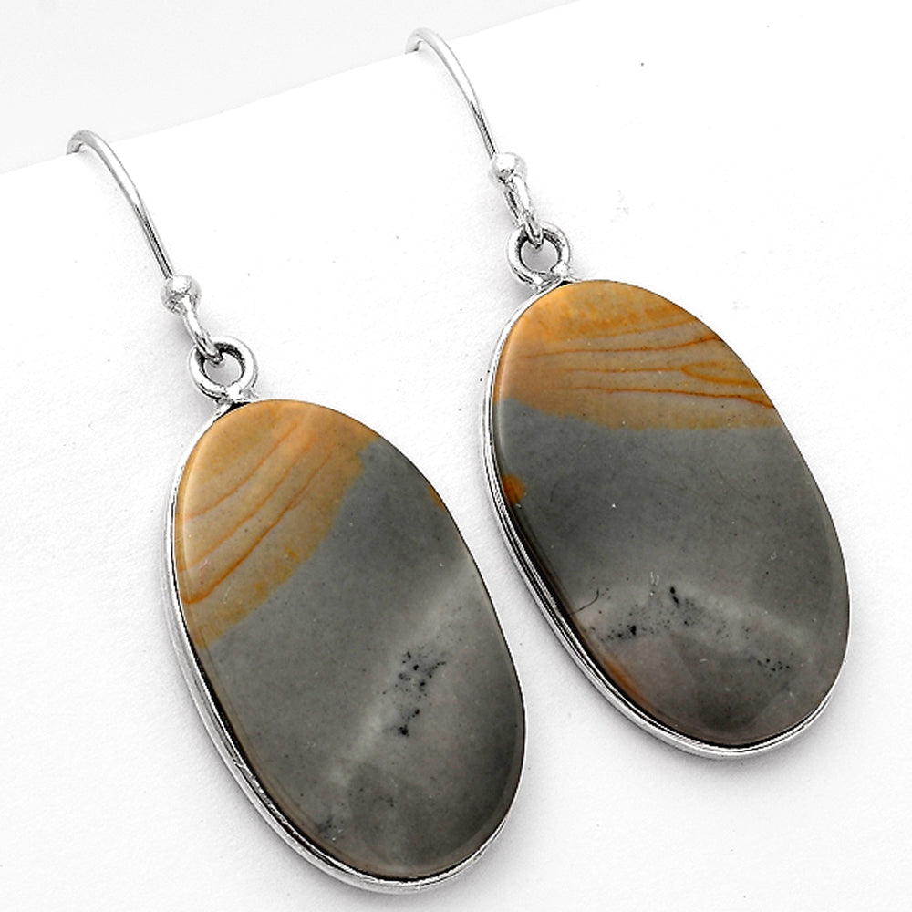 Natural Polygram Jasper Earrings E-1001 SDE52137