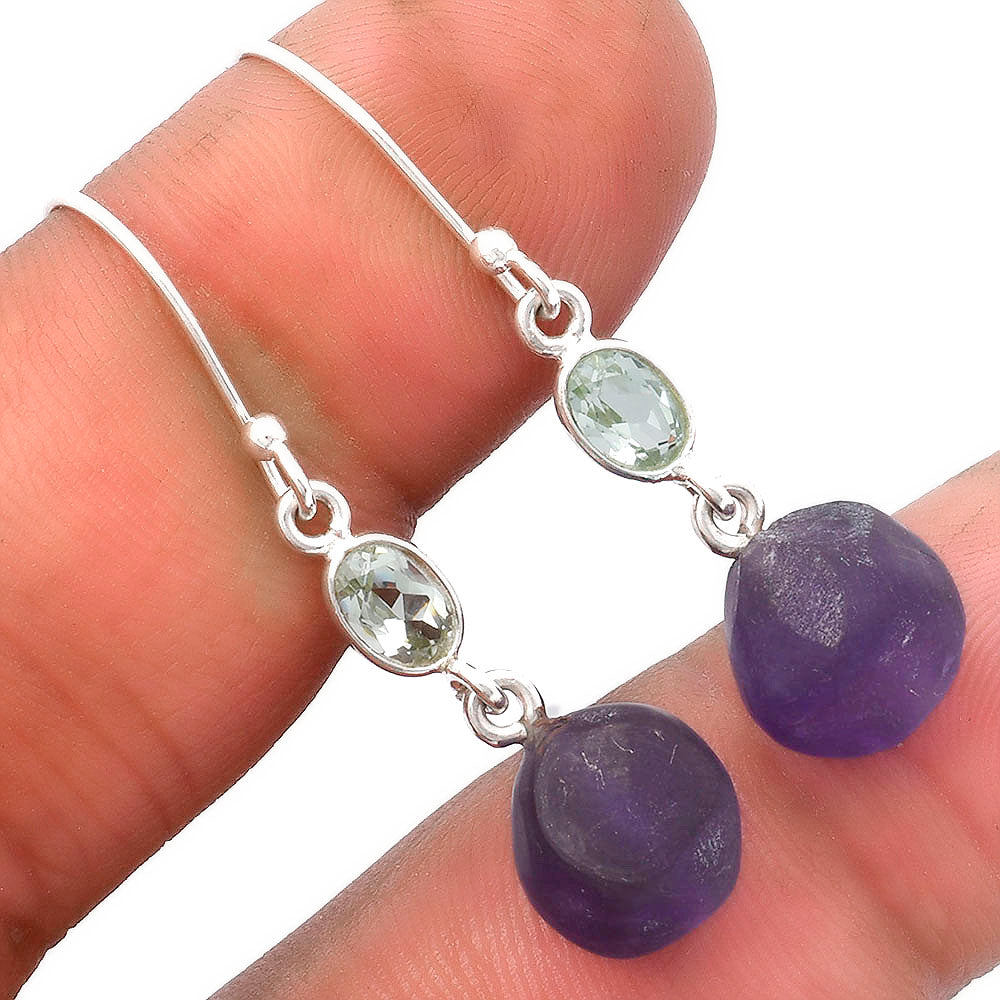 Natural African Amethyst & Prasiolite Earrings E-1011 SDE62767