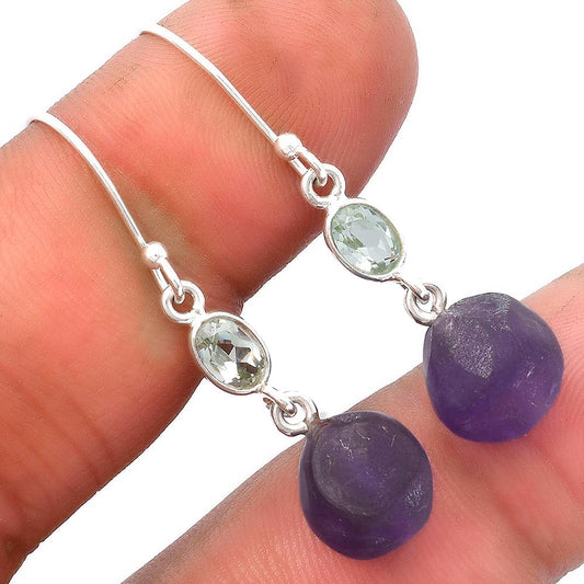 Natural African Amethyst & Prasiolite Earrings E-1011 SDE62767