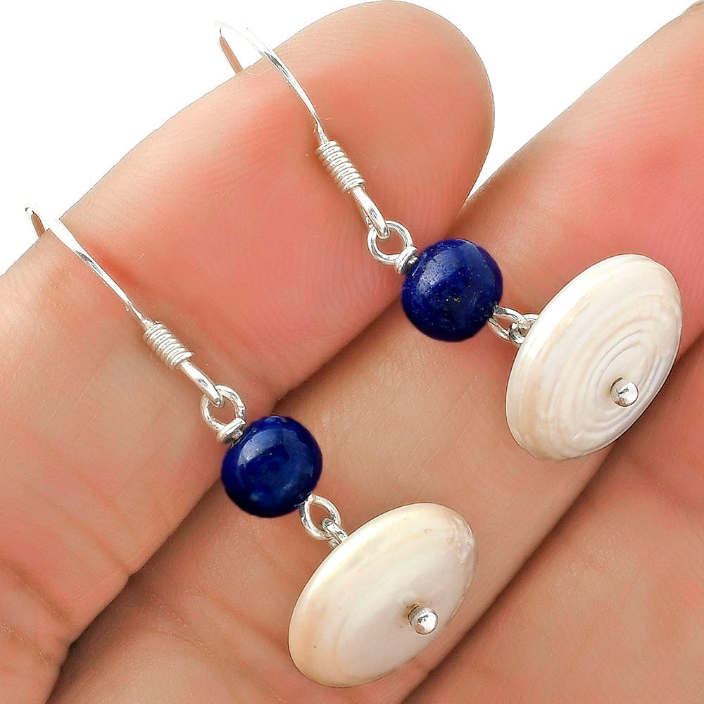 Natural Fresh Water Pearl & Lapis Earrings E-1009 SDE64812