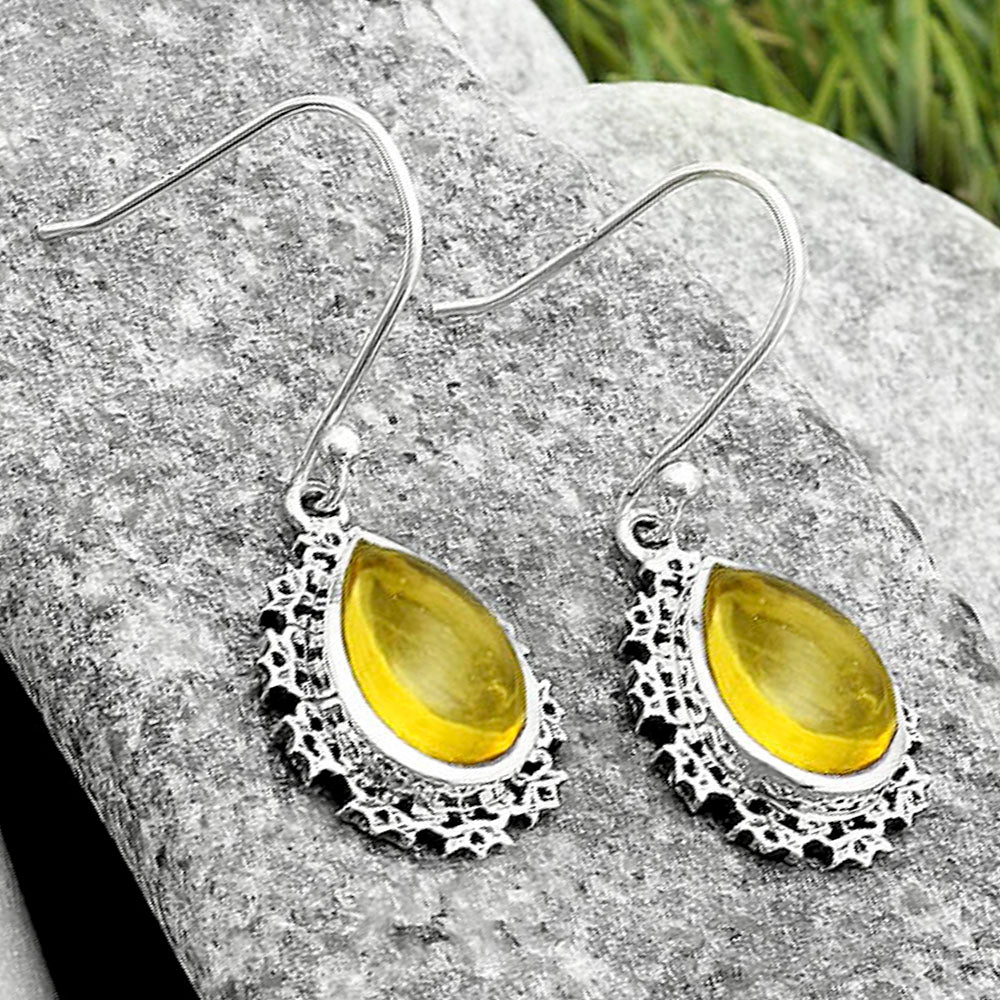 Artisan - Natural Citrine Cab Earrings E-1027 SDE65546