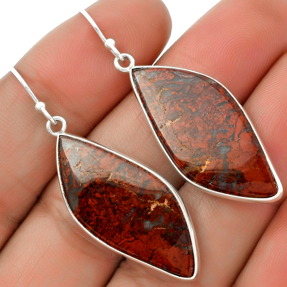 Natural Red Moss Agate Earrings E-1001 SDE66659