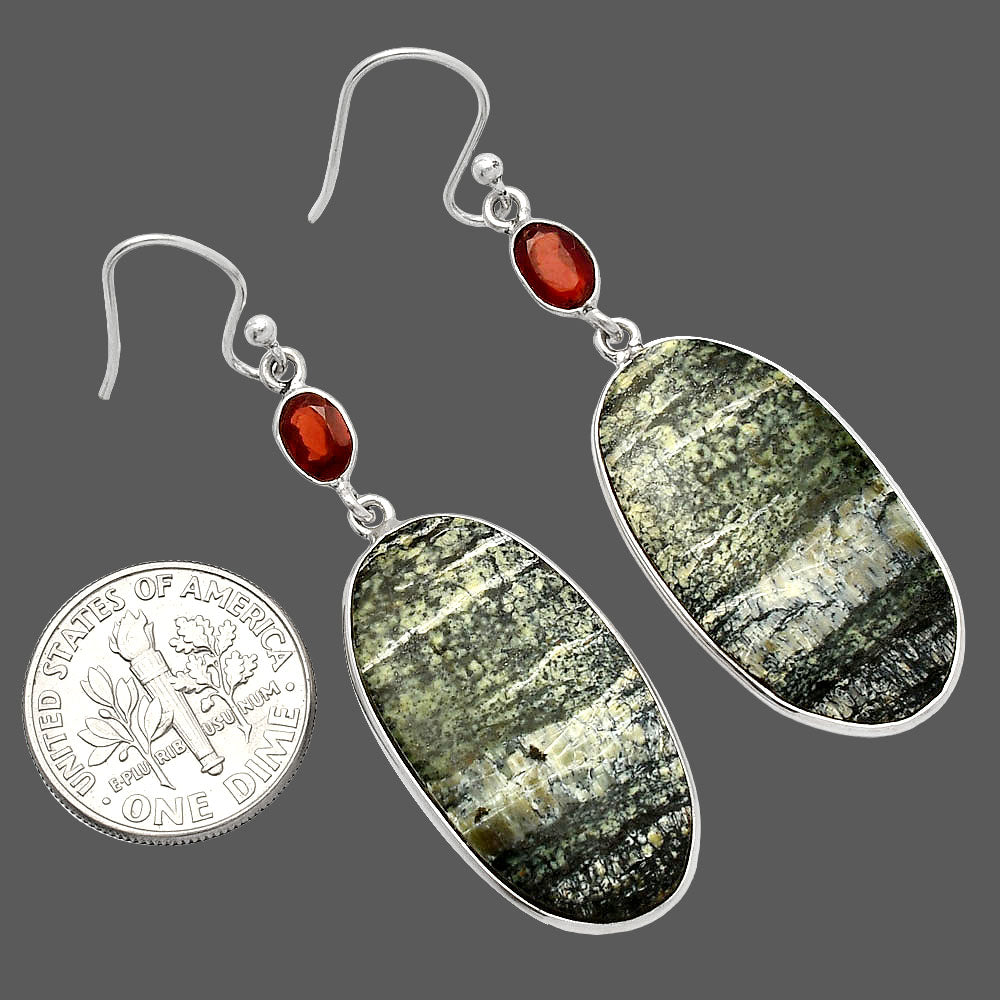 Natural Chrysotile & Garnet Earrings E-1002 SDE82261