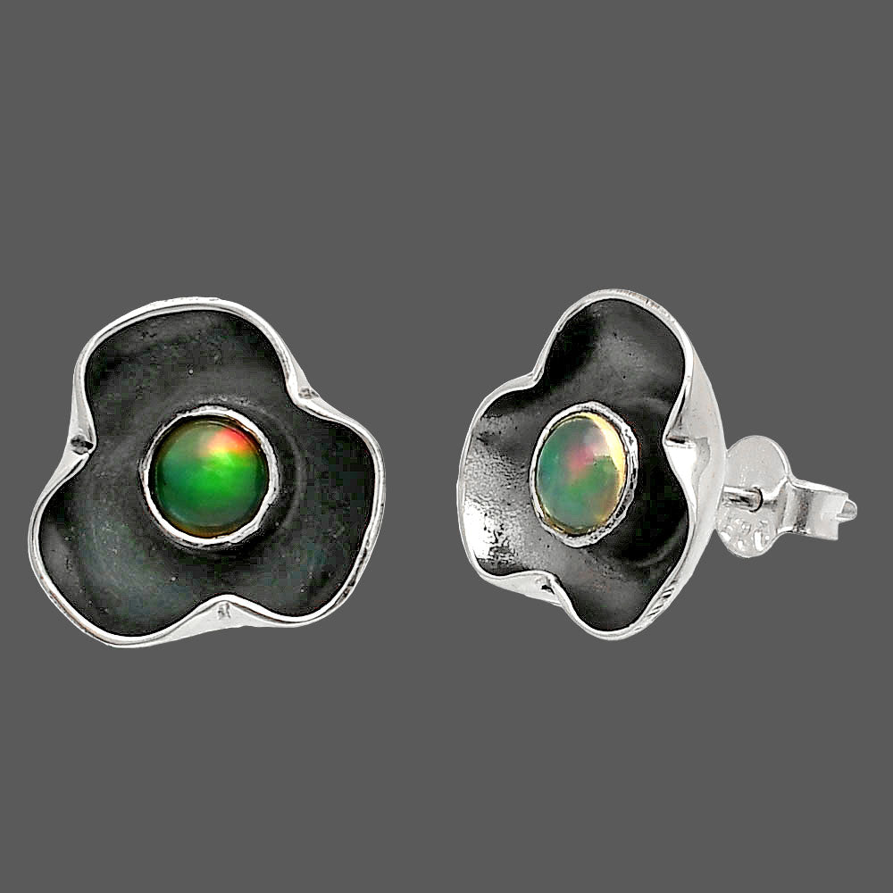 Natural Ethiopian Opal Stud Earrings E-1247 SDE83848
