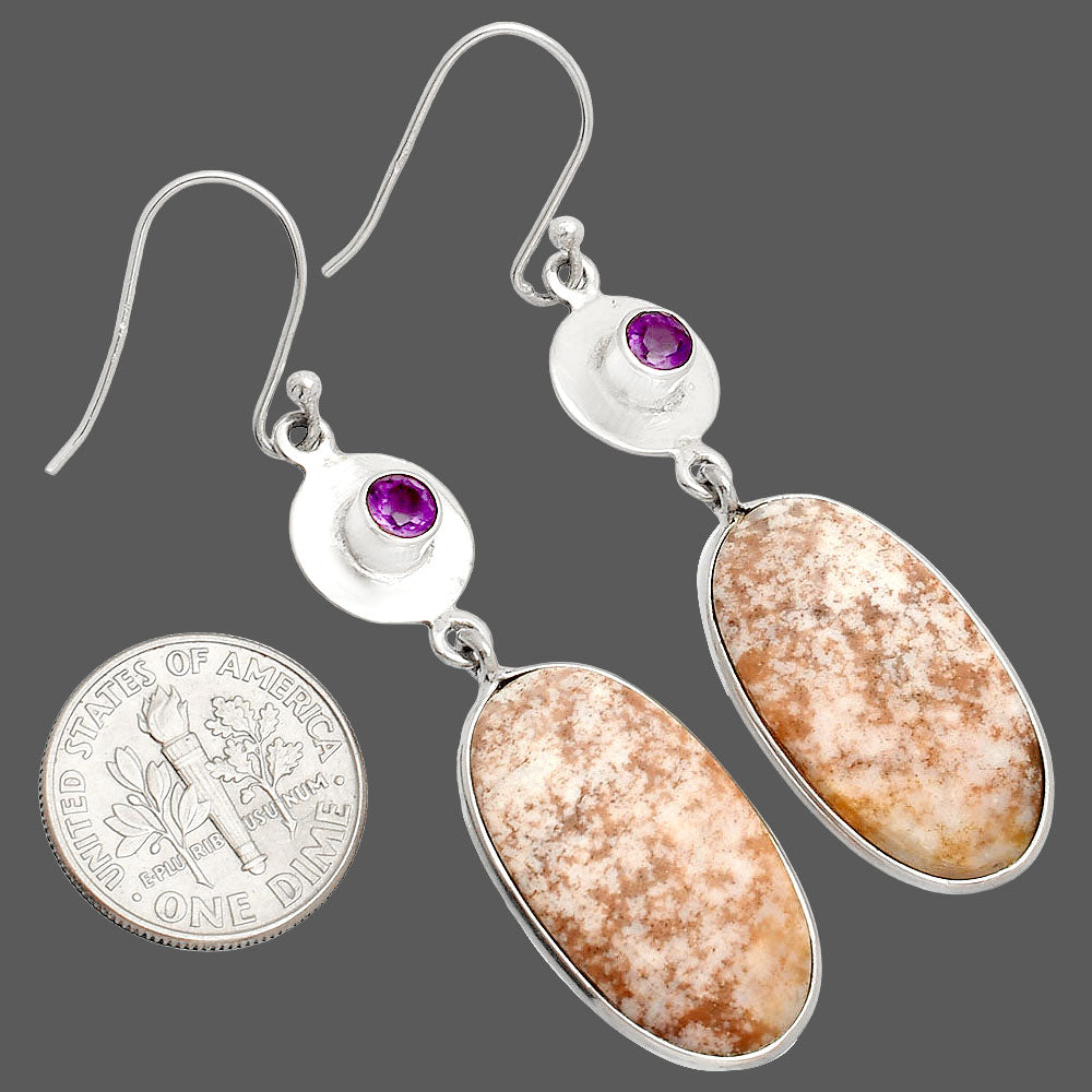 Natural Red Moss Agate & Amethyst Earrings E-1081 SDE83869