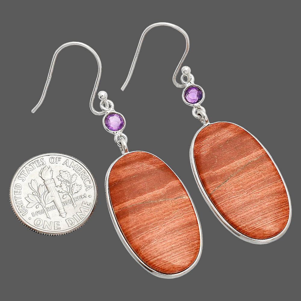 Snake Skin Jasper & Amethyst Earrings E-1002 SDE84050
