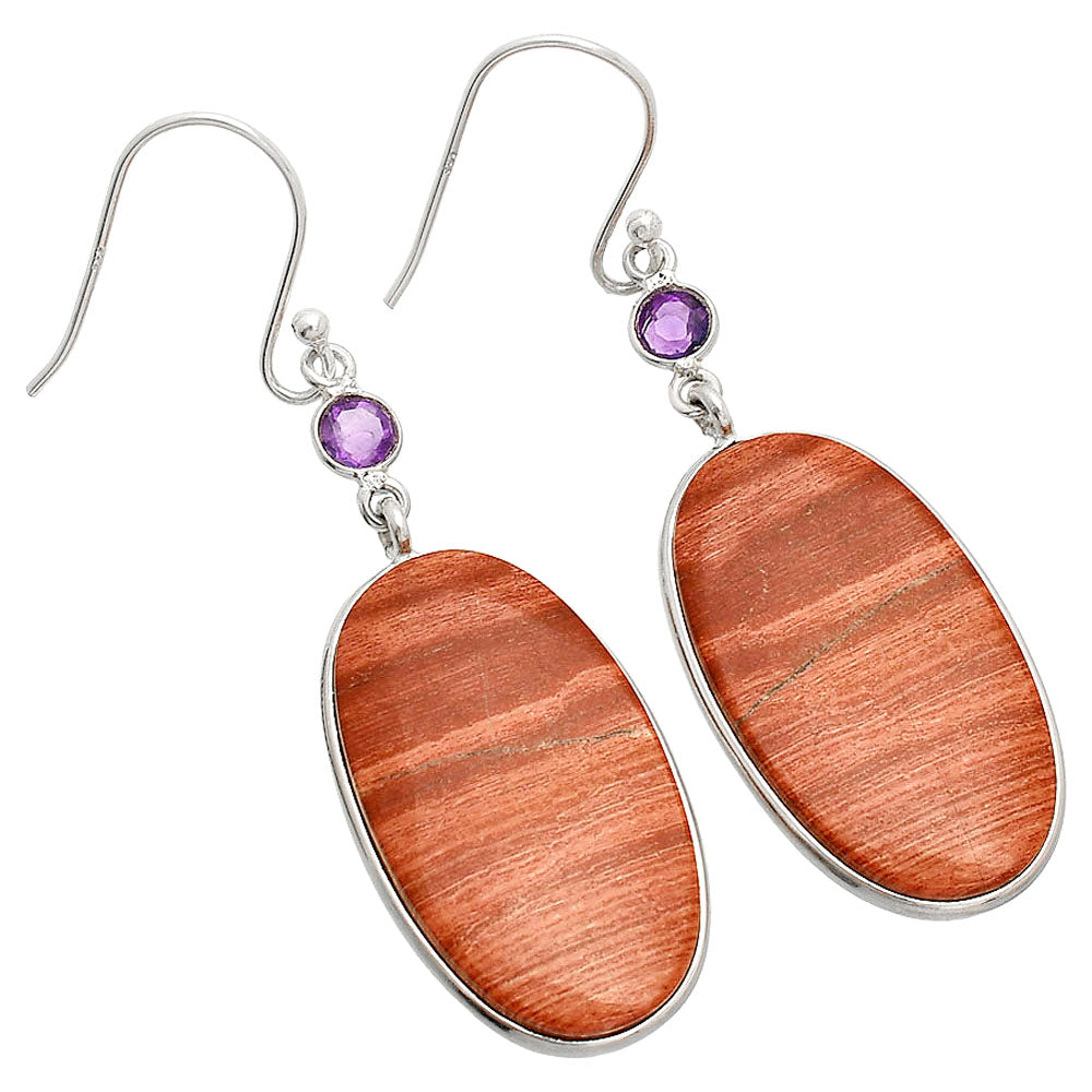 Snake Skin Jasper & Amethyst Earrings E-1002 SDE84050