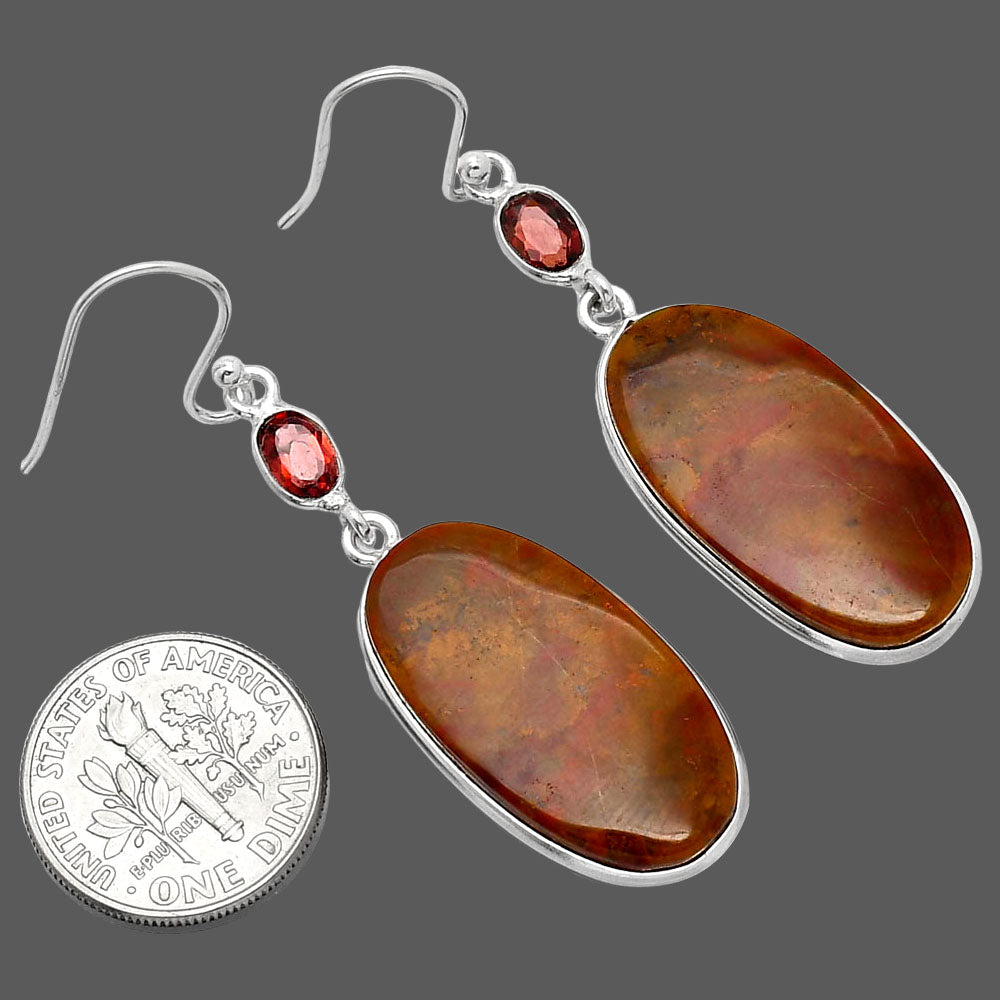 Natural Red Moss Agate & Garnet Earrings E-1002 SDE85810