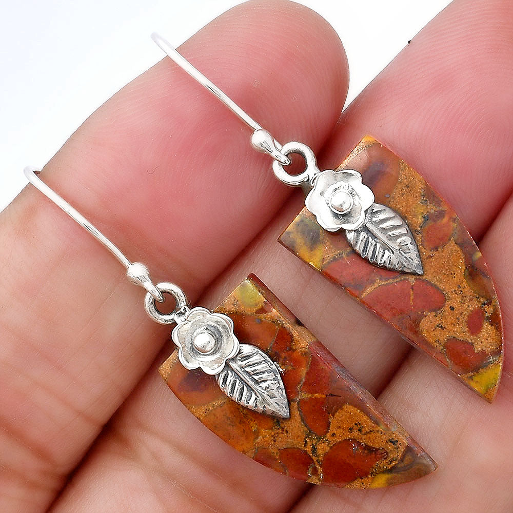 Natural Rhyolite - Rainforest Jasper Earrings E-1137 SDE87779