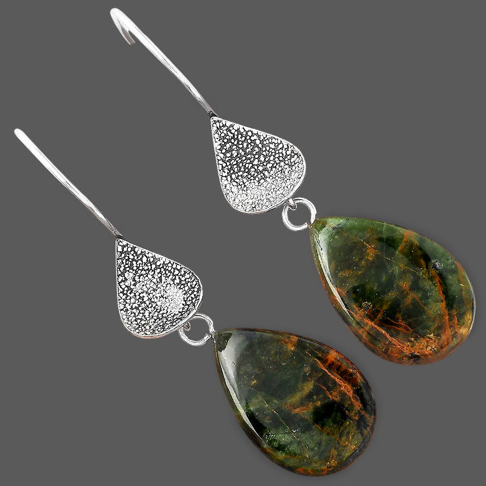Natural Turkish Rainforest Chrysocolla Earrings E-1094 SDE88339