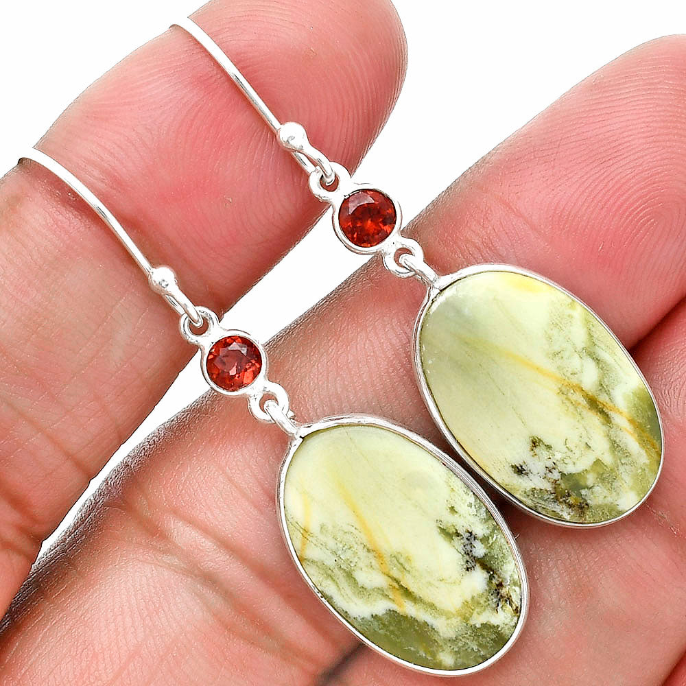 Natural Serpentine & Garnet Earrings E-1002 SDE89110