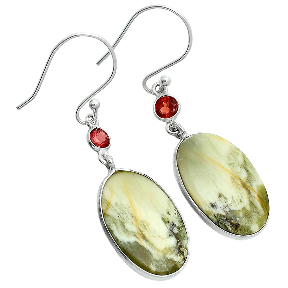 Natural Serpentine & Garnet Earrings E-1002 SDE89110