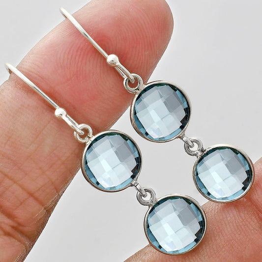 Sky Blue Topaz Checker Briolette Earrings E-1006 SDE89482