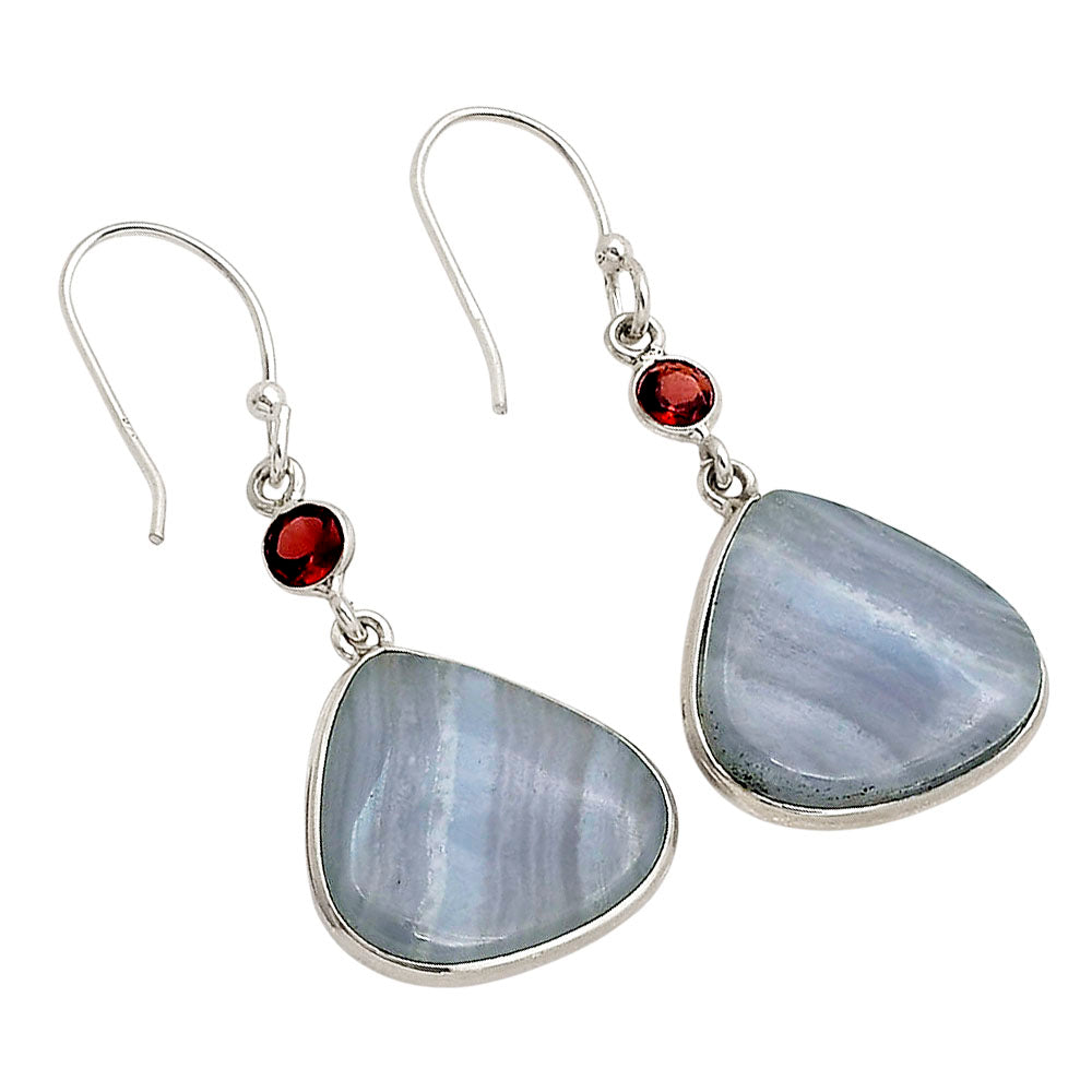 Blue Lace Agate and Garnet Earrings E-1002 SDE90283