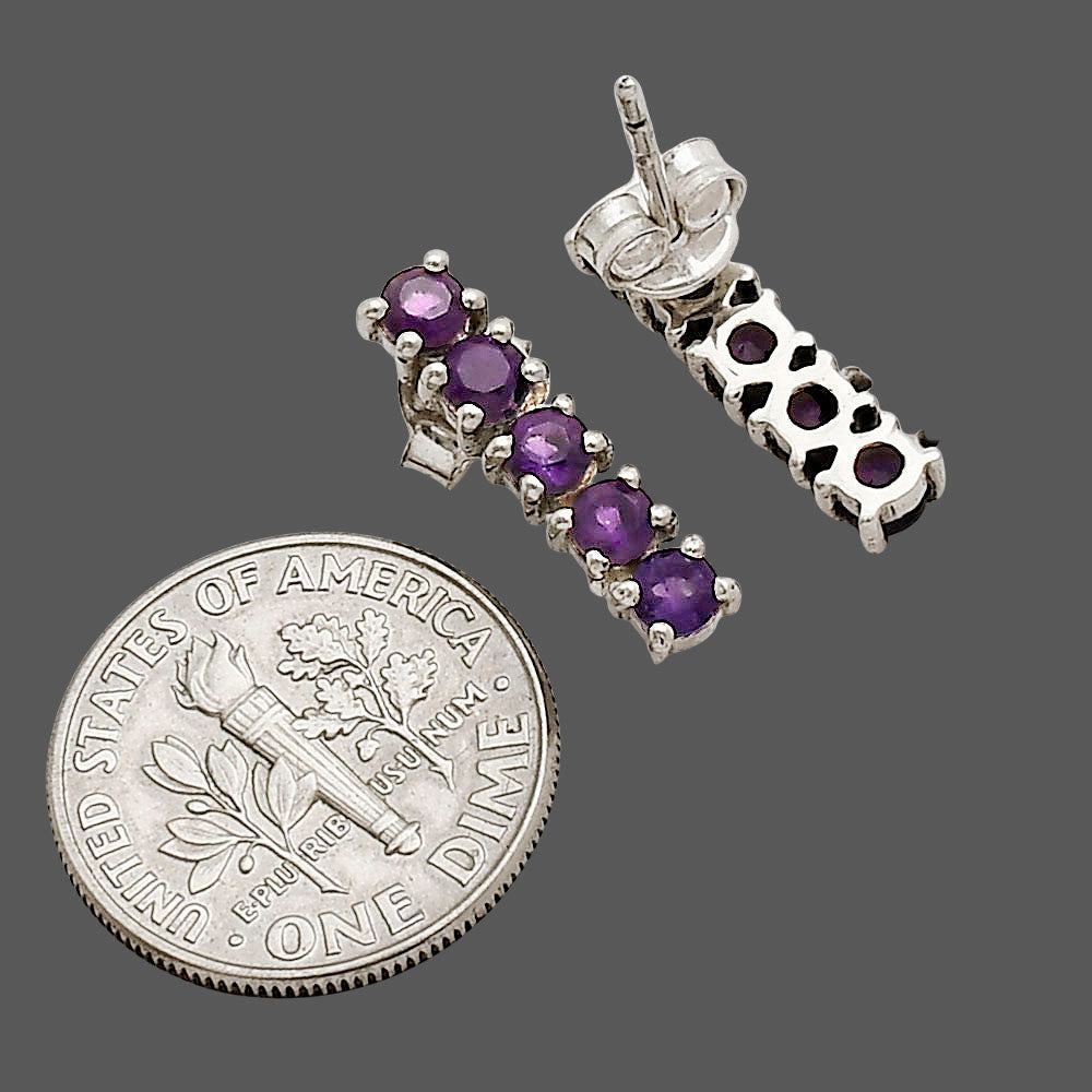 African Amethyst Stud Earrings E-1063 SDE90314