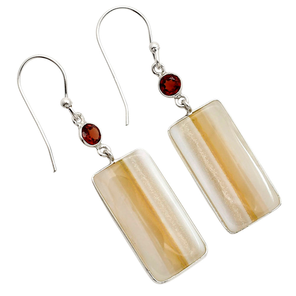 Banded Onyx and Hessonite Garnet Earrings E-1002 SDE90563