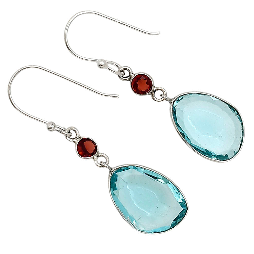 Sky Blue Topaz and Garnet Earrings E-1006 SDE91184