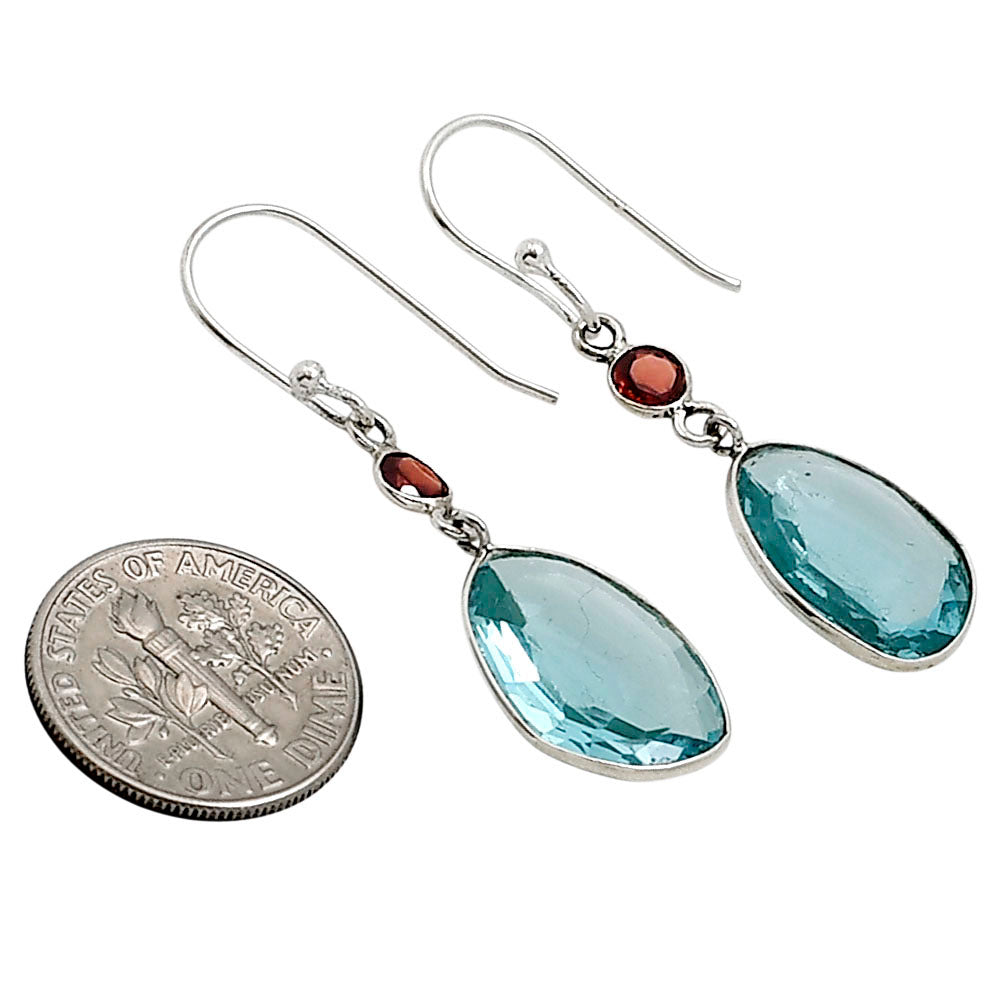 Sky Blue Topaz and Garnet Earrings E-1006 SDE91184