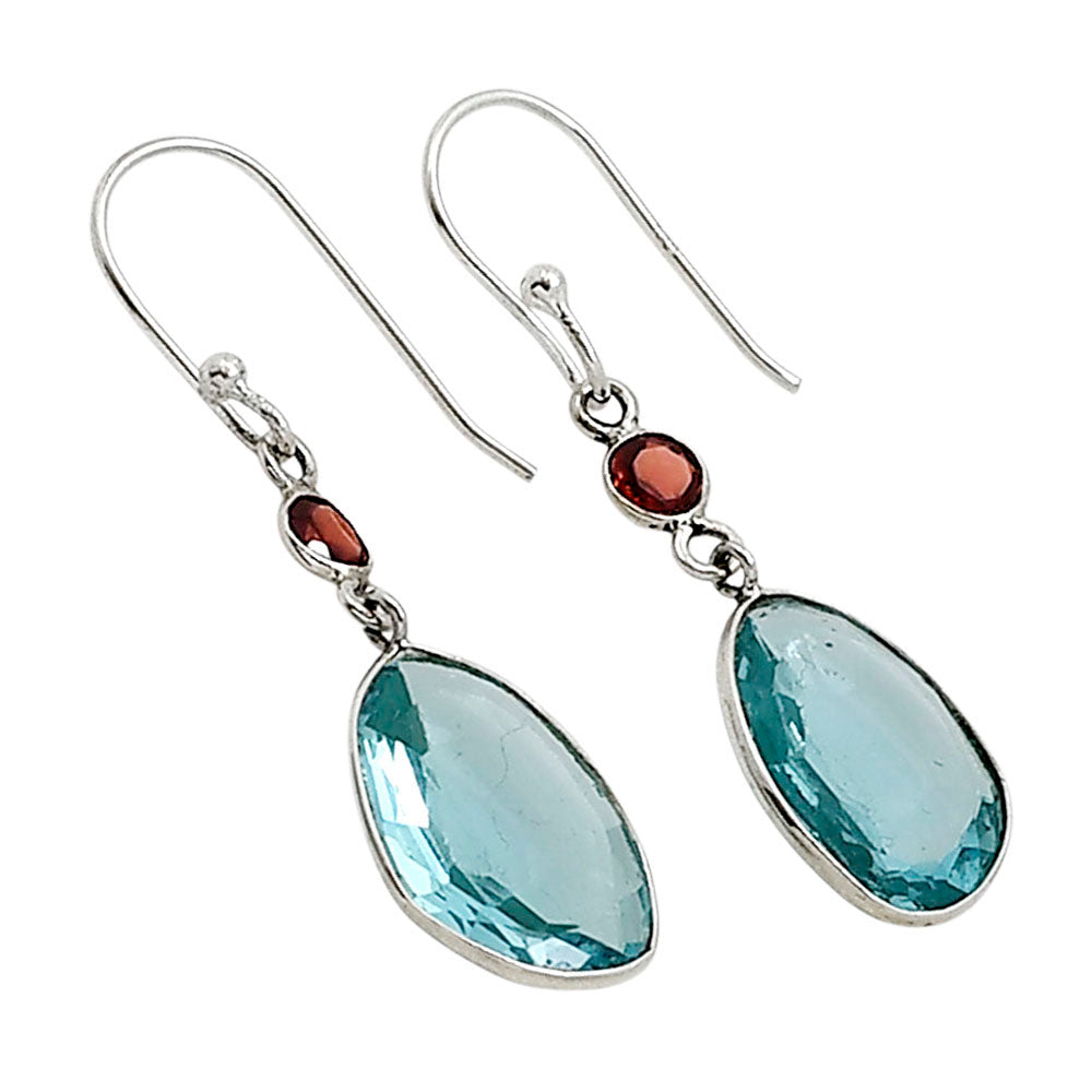 Sky Blue Topaz and Garnet Earrings E-1006 SDE91184