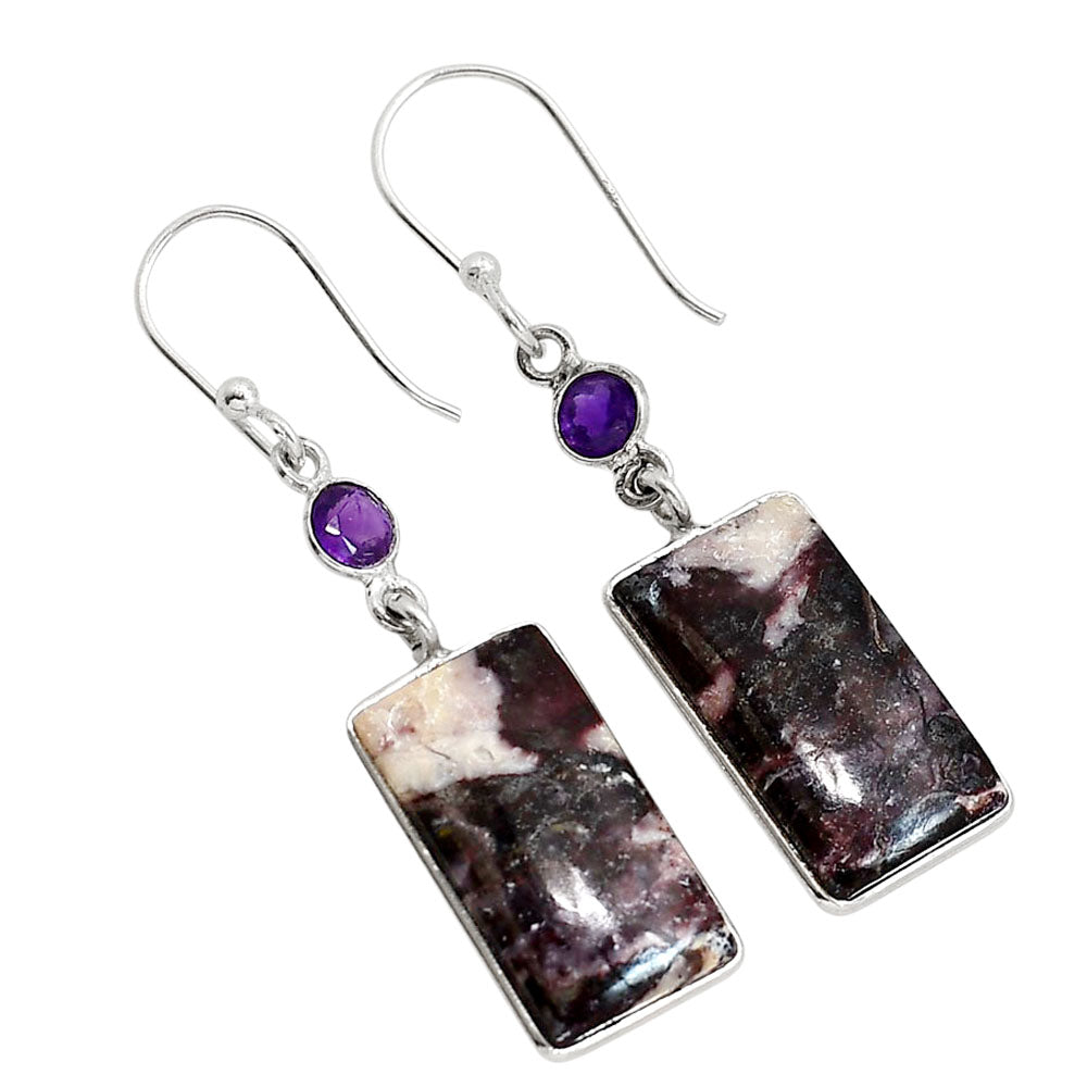 Indian Blanket Jasper and Amethyst Earrings E-1002 SDE91734