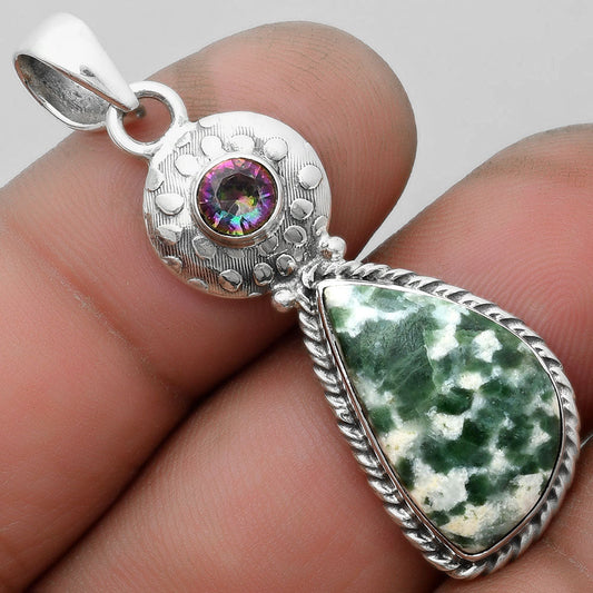 Natural Dioptase & Mystic Topaz Pendant P-1299 SDP104290