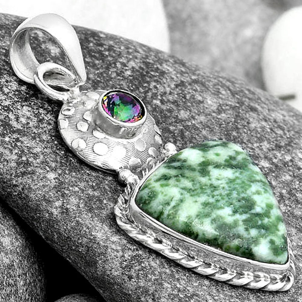 Natural Dioptase & Mystic Topaz Pendant P-1299 SDP104320