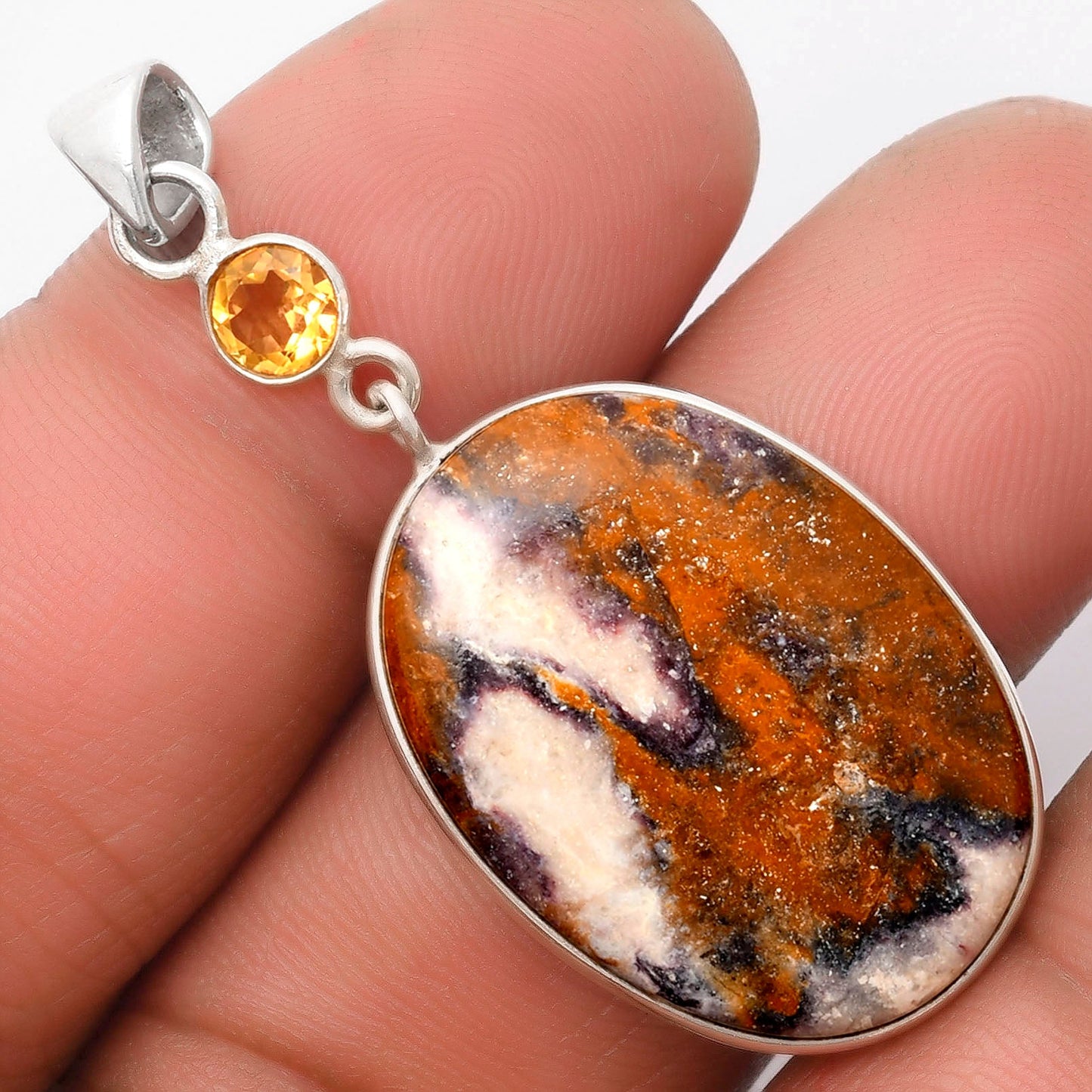 Natural Indian Blanket Jasper & Citrine Pendant P-1098 SDP105411