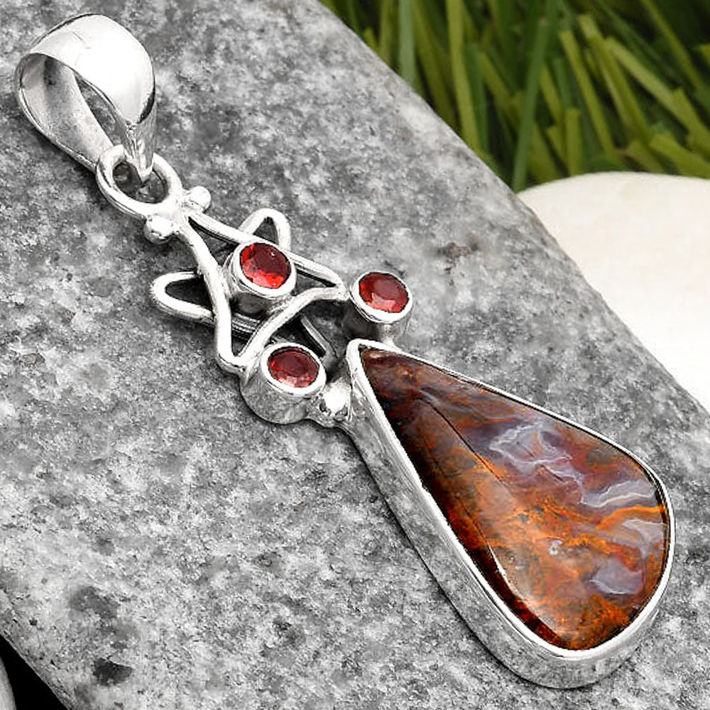 Star Rare Cady Mountain Agate & Garnet Pendant P-1095 SDP107527