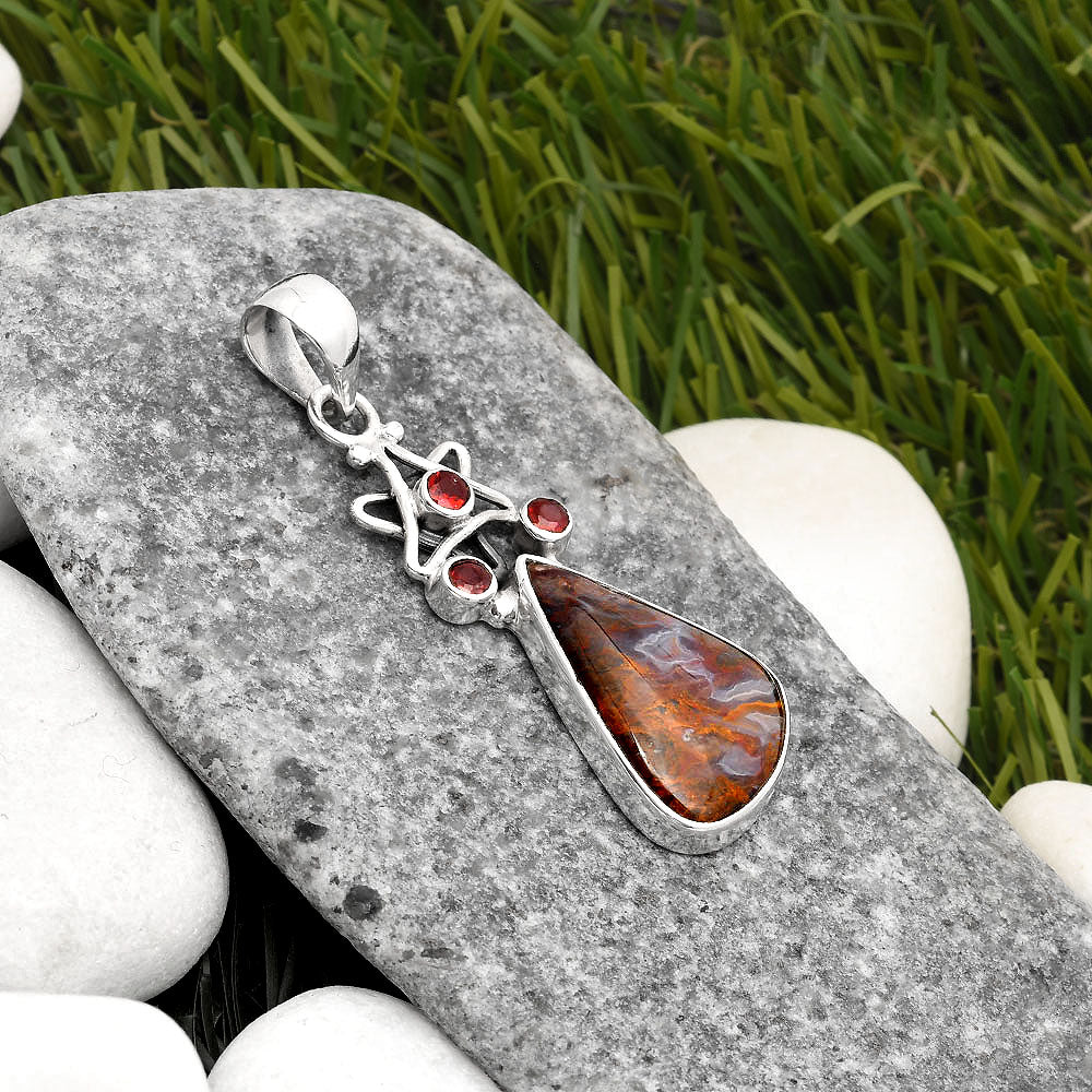 Star Rare Cady Mountain Agate & Garnet Pendant P-1095 SDP107527
