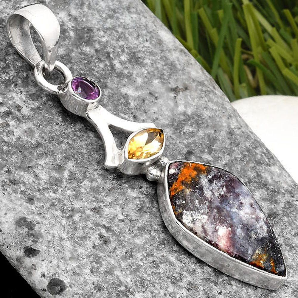 Indian Blanket Jasper, Citrine & Amethyst Pendant P-1362 SDP107546