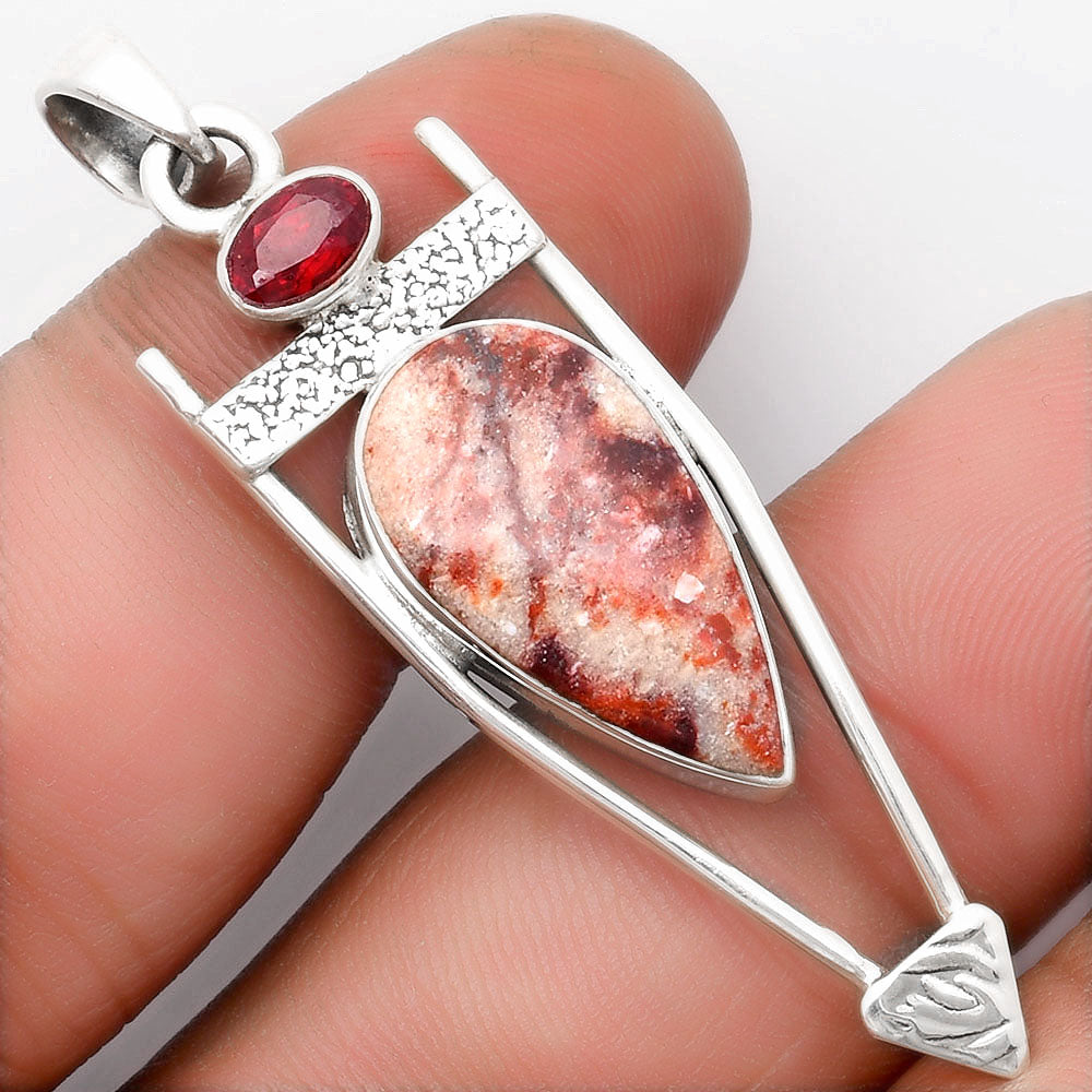 Natural Indian Blanket Jasper & Garnet Pendant P-1360 SDP108163