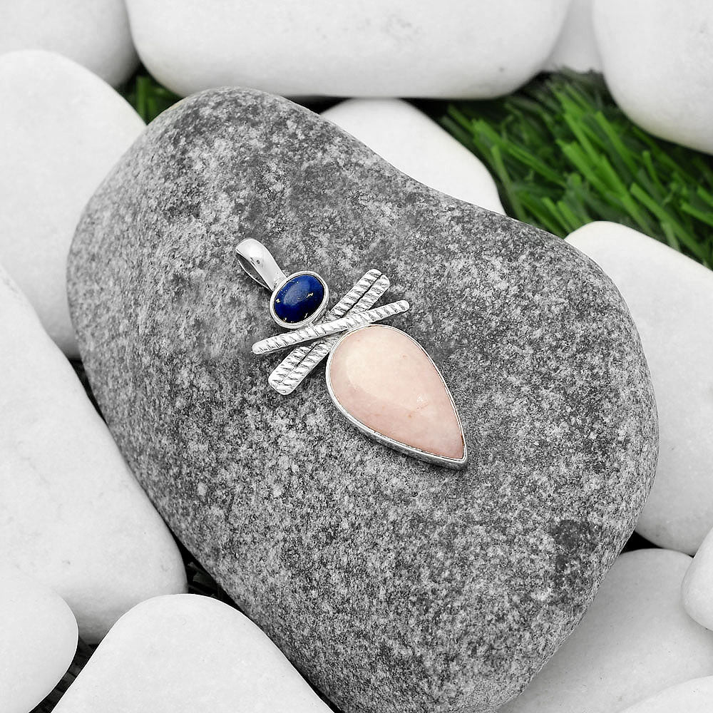 Natural Pink Scolecite & Lapis Pendant P-1268 SDP111812