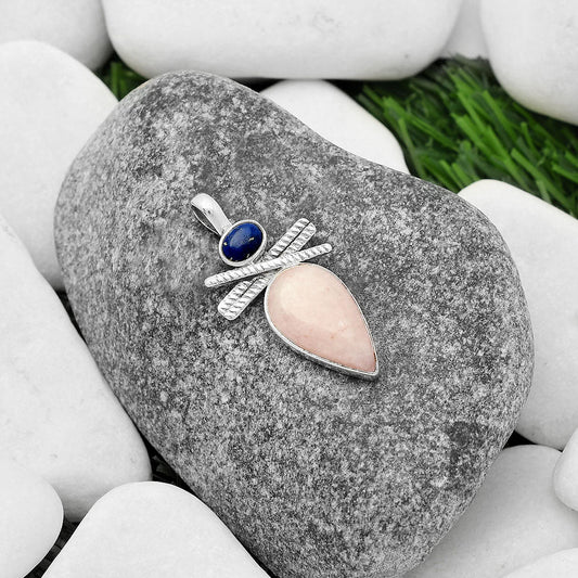 Natural Pink Scolecite & Lapis Pendant P-1268 SDP111812