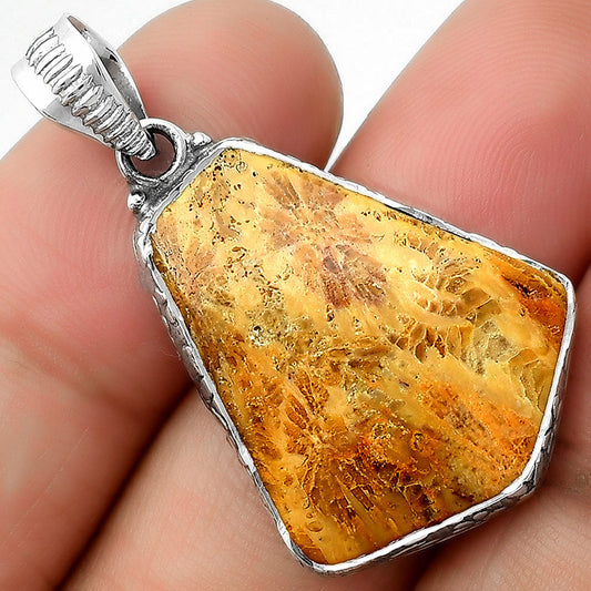 Natural Flower Fossil Coral Pendant P-1082 SDP111900