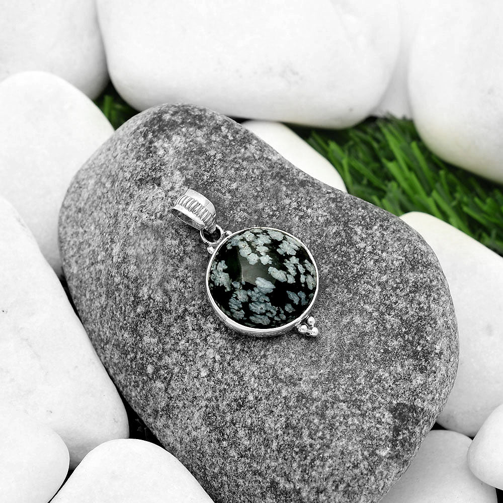 Natural Snow Flake Obsidian Pendant P-1100 SDP112101