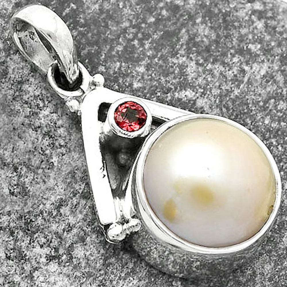 Natural Fresh Water Pink Pearl & Garnet Pendant P-1090 SDP112250