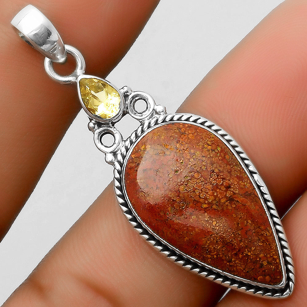 Natural Red Moss Agate & Citrine Pendant P-1282 SDP113080