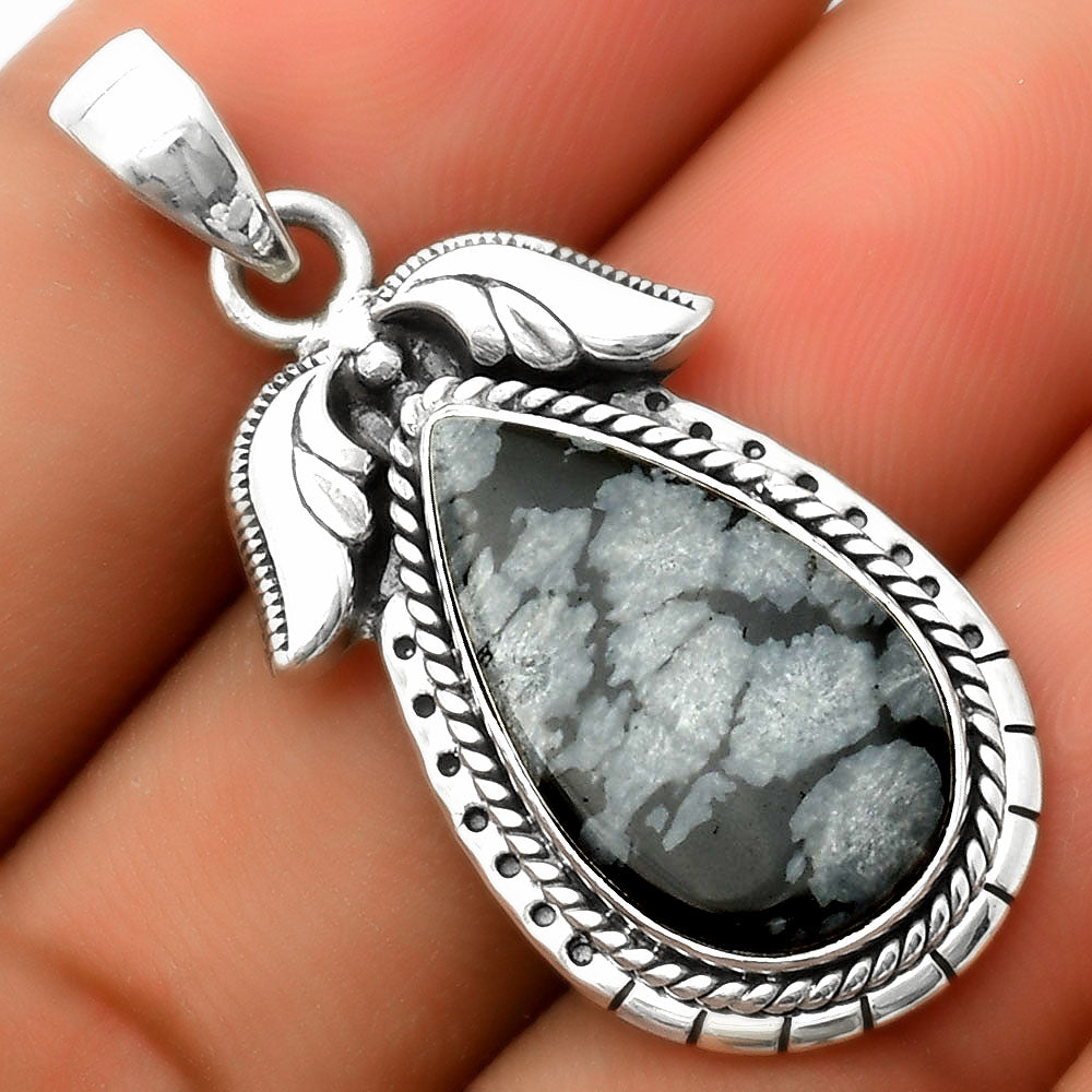 Natural Snow Flake Obsidian Pendant P-1567 SDP114582