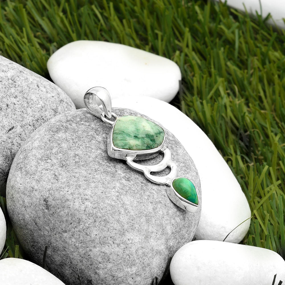 Natural Dioptase & Turquoise Magnesite Pendant P-1693 SDP114632