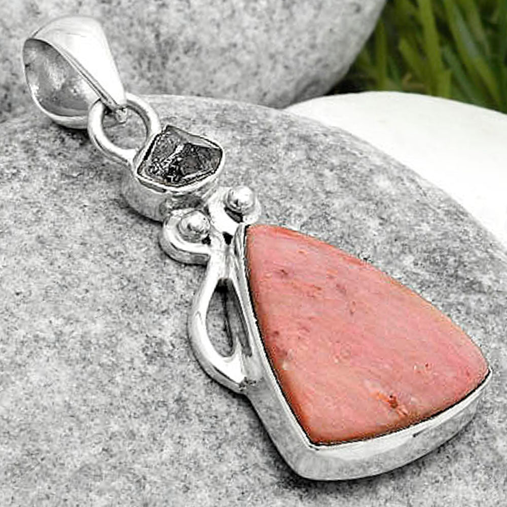 Pink Tulip Quartz & Herkimer Diamond Pendant P-1571 SDP114946