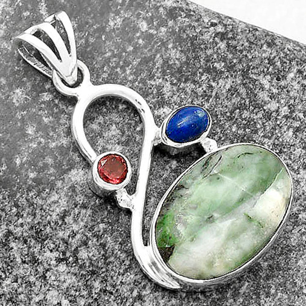 Kammererite - Finland, Lapis & Garnet Pendant P-1027 SDP115512