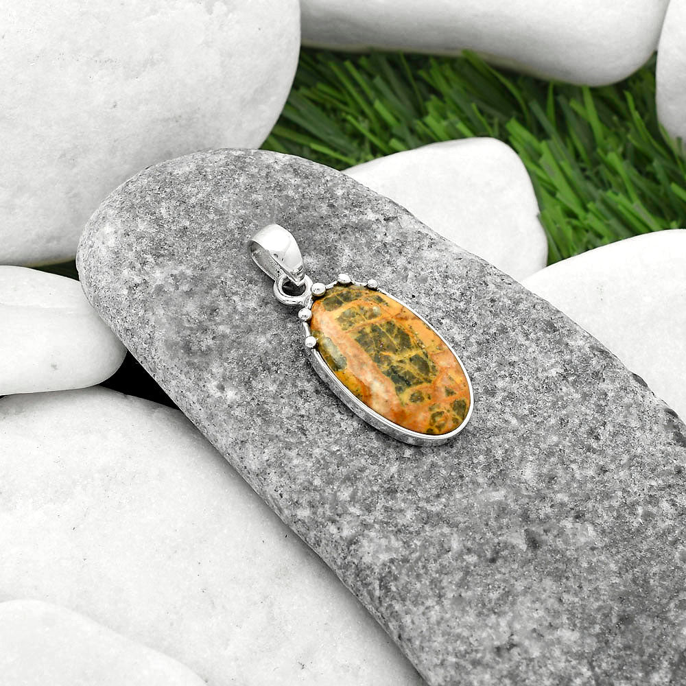 Natural Moroccan Yellow Jacket Jasper Pendant P-1349 SDP116678