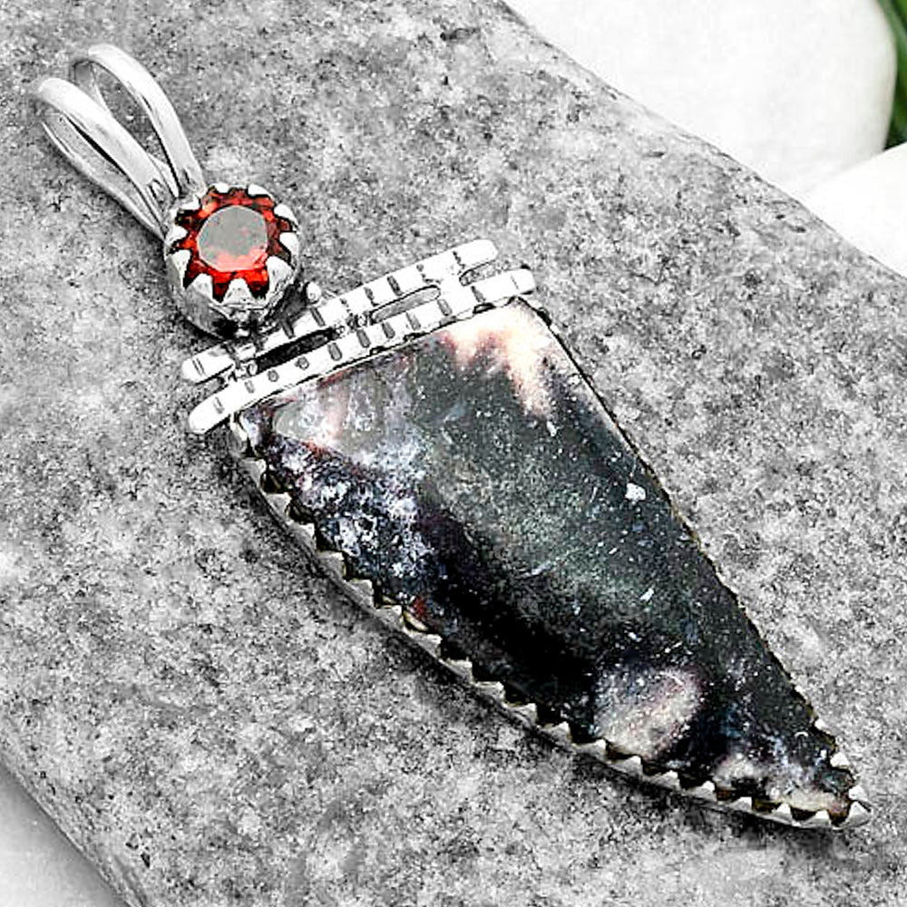 Natural Indian Blanket Jasper & Garnet Pendant P-1268 SDP116726