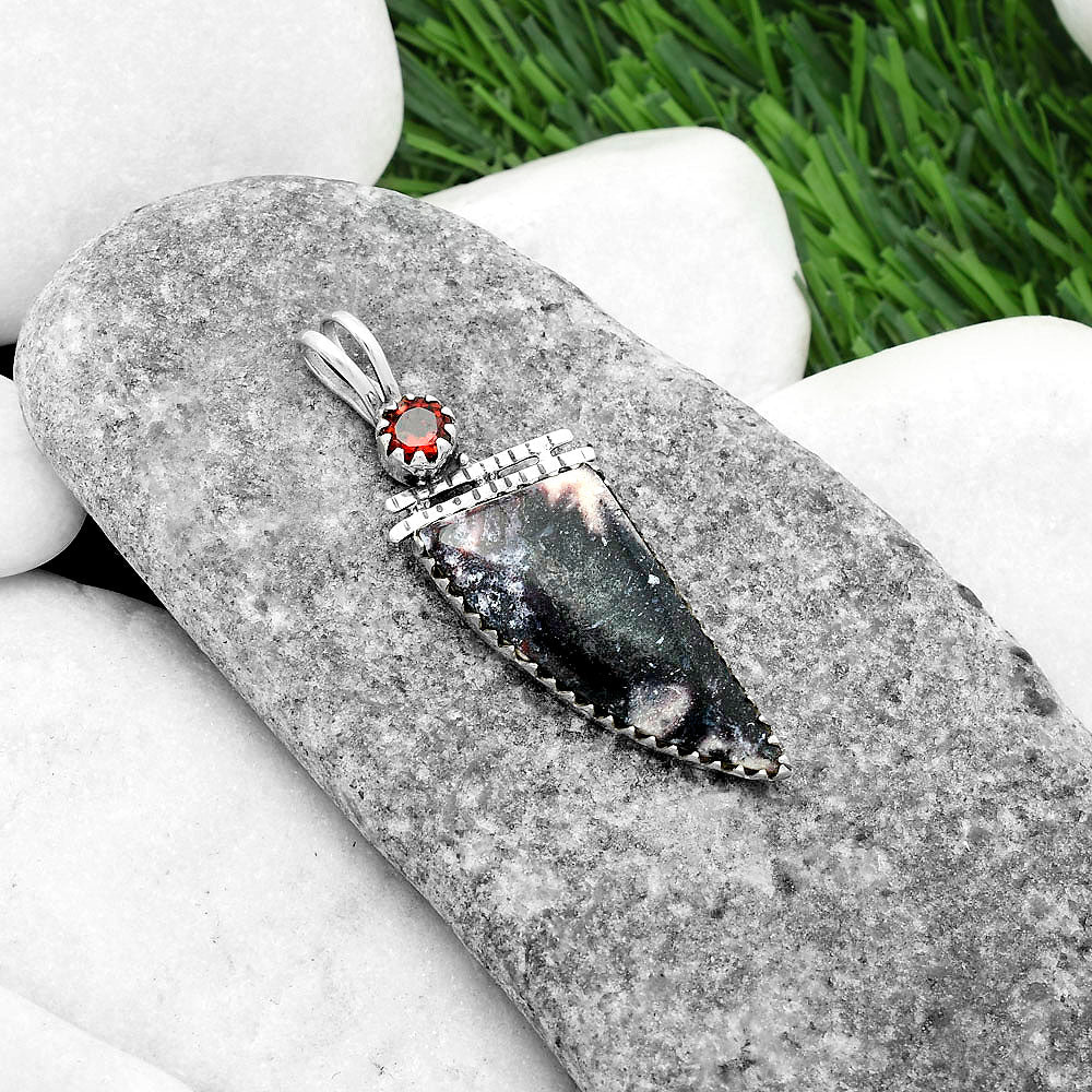 Natural Indian Blanket Jasper & Garnet Pendant P-1268 SDP116726