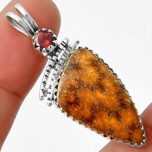 Sutured Ammonite Madagascar & Garnet Pendant P-1268 SDP116730