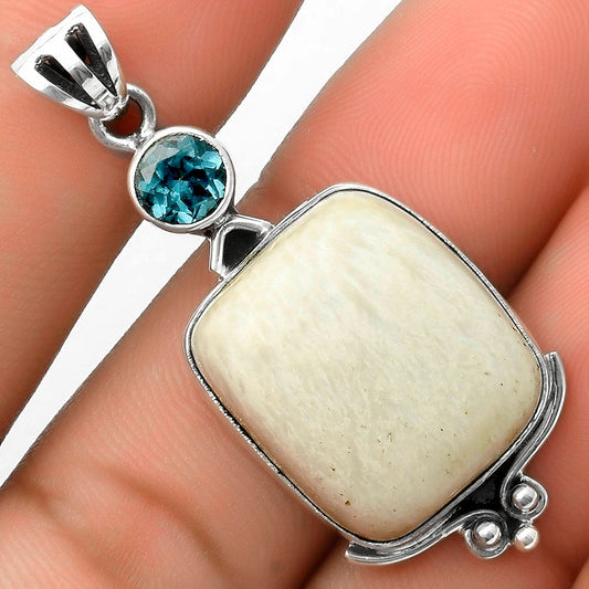 White Scolecite & London Blue Topaz Pendant P-1045 SDP116991
