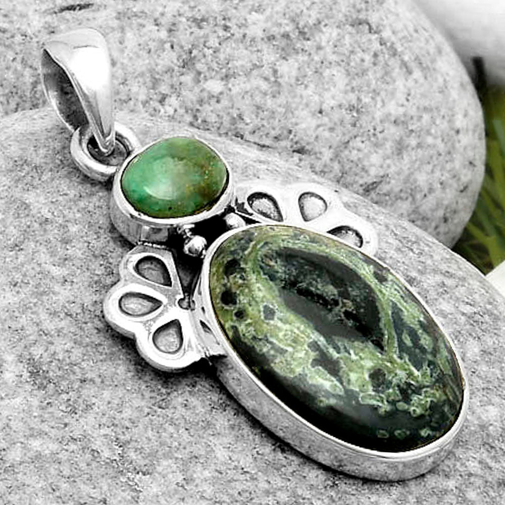 Natural Star Galaxy Jasper & Turquoise Pendant P-1576 SDP117041